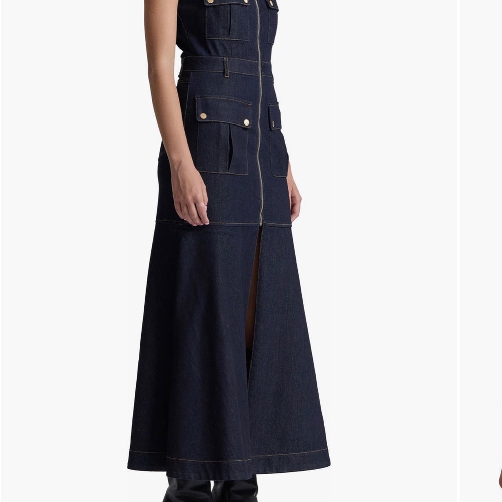 Avec Les Filles Dark Indigo Denim Flare Dress - Picture 7 of 11